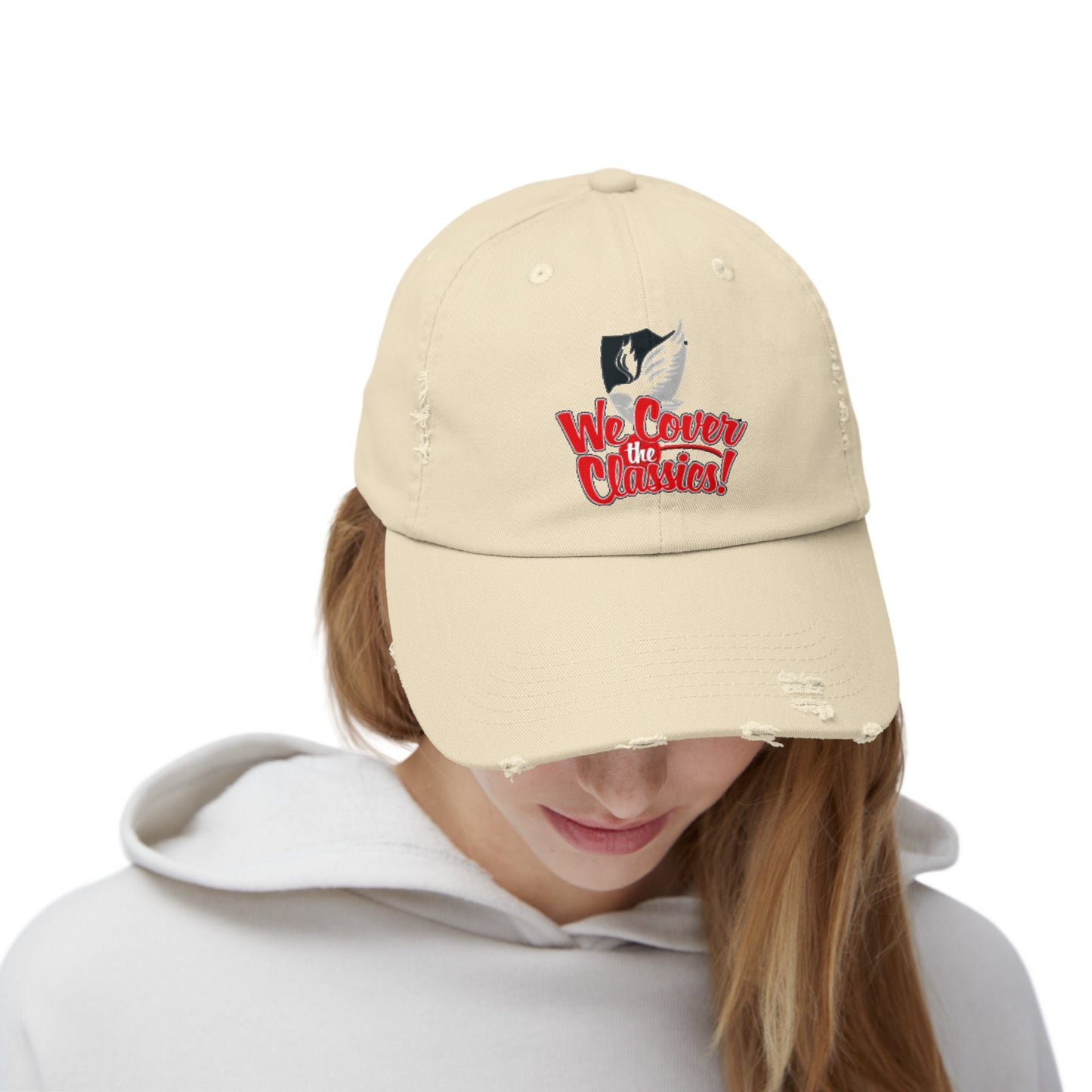 "We Cover the Classics" Unisex Distressed Cap
